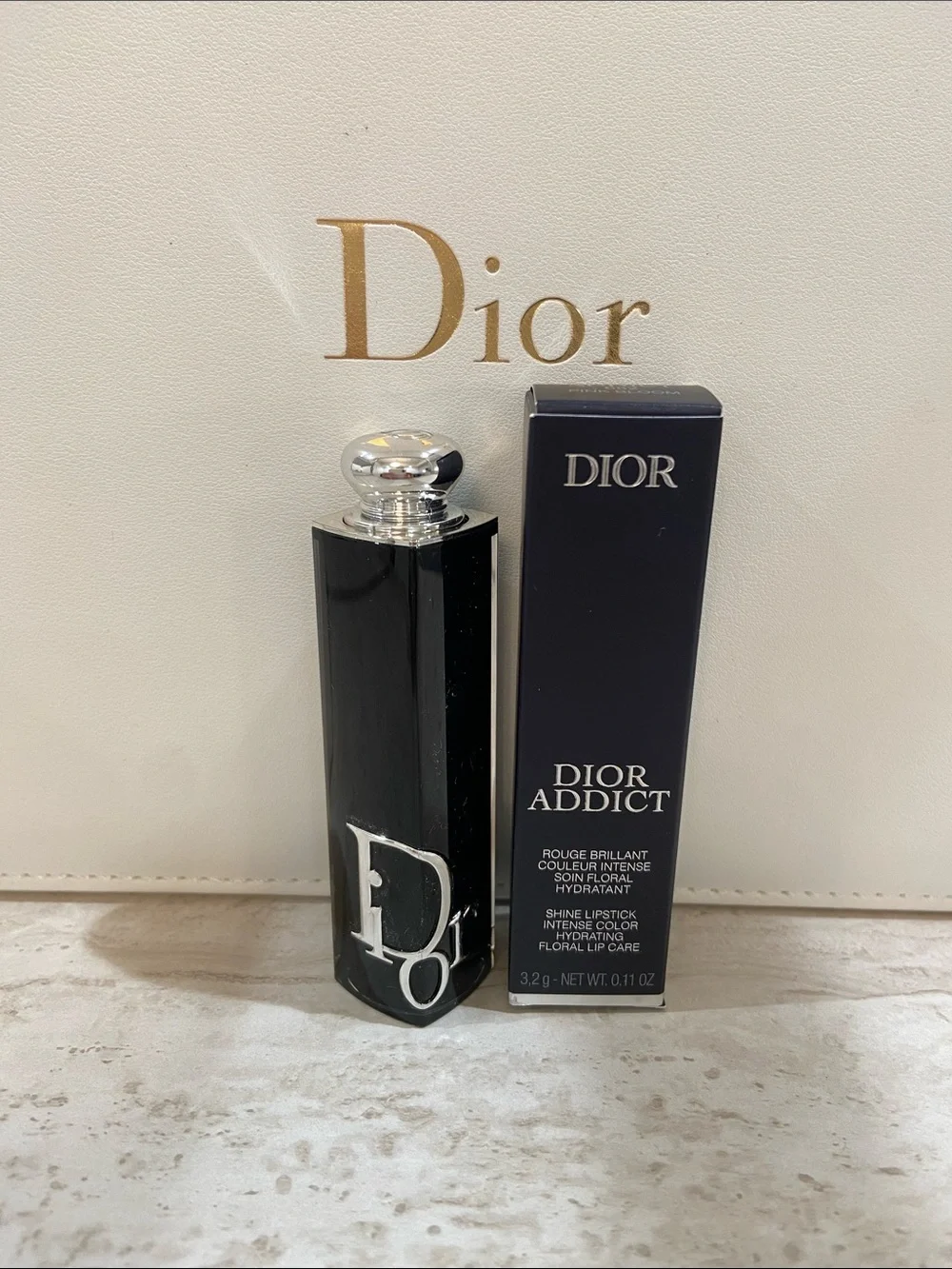 Dior Addict Shine Lipstick 682 Pink Bloom- Black & Silver Accents
